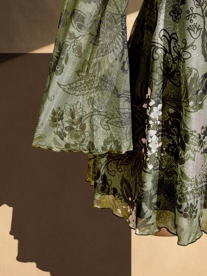 ICON Robe imprimé cachemire vert grande taille pour femmes