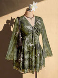 ICON Robe imprimé cachemire vert grande taille pour femmes