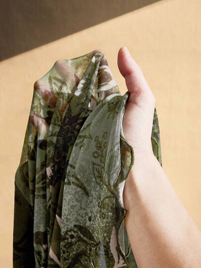 ICON Robe imprimé cachemire vert grande taille pour femmes