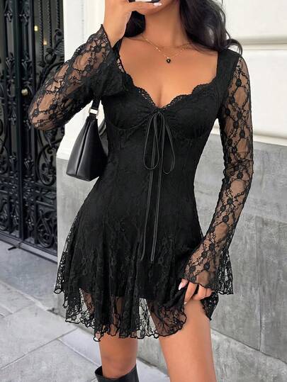 EZwear Robe mini en dentelle mode pour femmes