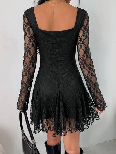 EZwear Robe mini en dentelle mode pour femmes