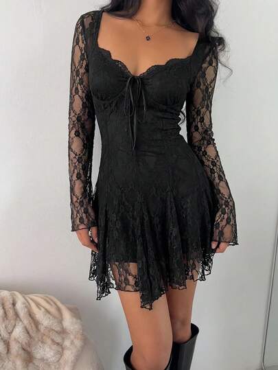 EZwear Robe mini en dentelle mode pour femmes