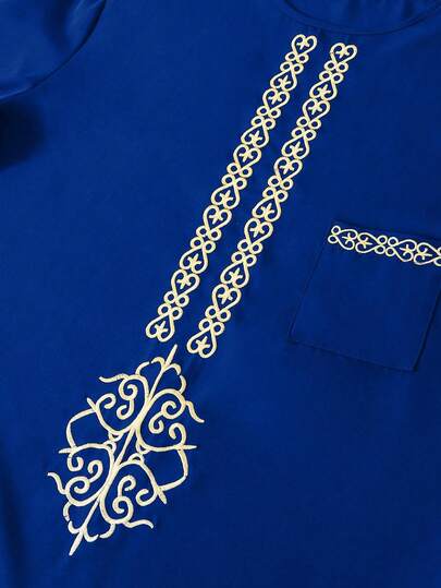 2 pièces Ensemble de tenue traditionnelle africaine Dashiki pour hommes, costume pantalon de luxe à manches longues, tenue élégante bleue arabe