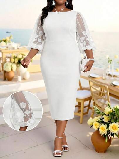 Robe de soirée décontractée en patchwork de maille pour femmes grande taille