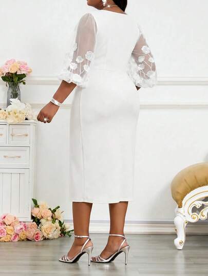Robe de soirée décontractée en patchwork de maille pour femmes grande taille