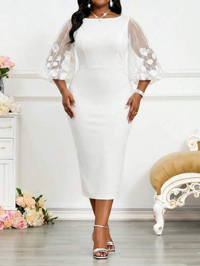 Robe de soirée décontractée en patchwork de maille pour femmes grande taille