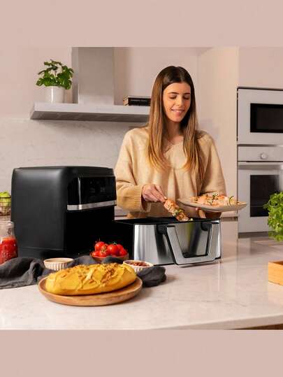 Cecotec Friteuse à Air sans Huile 9L - Double Panier 4,5L, 2850W, Technologie PerfectCook, 6 Modes, Cuisson Rapide et Saine, Température Réglable (80-200°C), Panneau Tactile