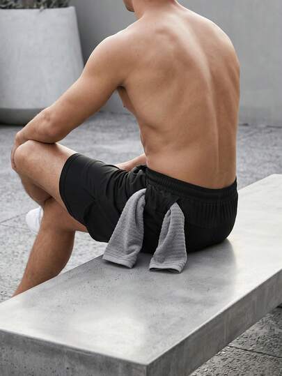 Short de sport pour hommes, séchage rapide et léger, avec boucle pour serviette et poche pour téléphone, noir, été