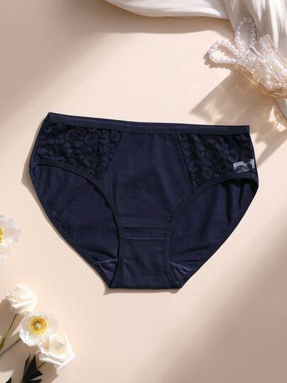 10 pièces Culottes en pur coton pour femmes, slips triangle avec bordure en dentelle, sous-vêtements de sport confortables de couleur unie