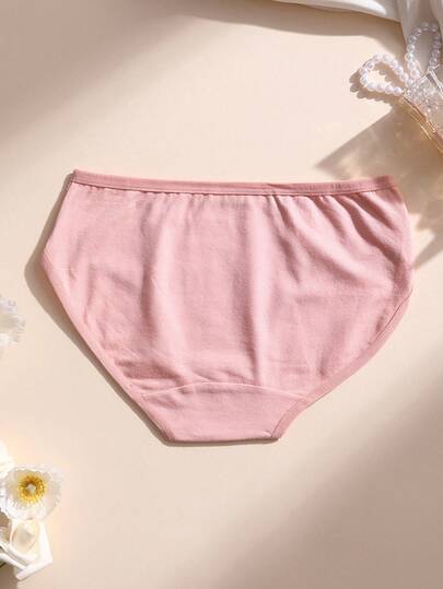 10 pièces Culottes en pur coton pour femmes, slips triangle avec bordure en dentelle, sous-vêtements de sport confortables de couleur unie