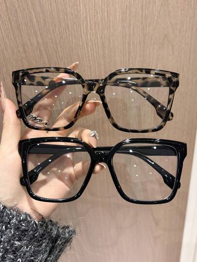 2 paires/1 paire de lunettes carrées en plastique pour femmes, monture carrée, style décontracté, imprimé léopard, convient pour le port quotidien, la randonnée, la photographie de rue, l'assortiment de tenues, applicable pour diverses vacances, fêtes et