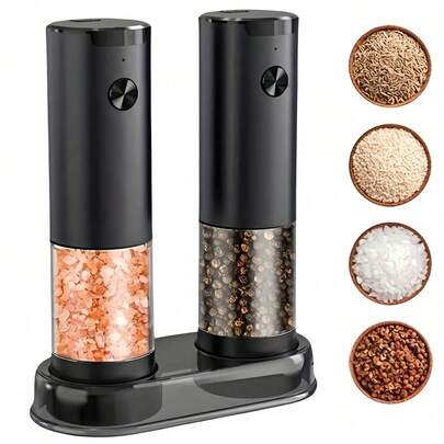 1/2 pièces Moulin à sel et poivre électrique, pot d'assaisonnement sel et poivre, capacité 3,21 oz, avec lumière LED et réglage de la finesse, convient pour la cuisine de la maison et les ustensiles de cuisine de restaurant d'hôtel