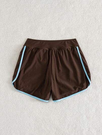 Swim Basics Shorts de plage décontractés et sportifs pour femmes Springbreak, noir et blanc avec bordure blocs de couleurs