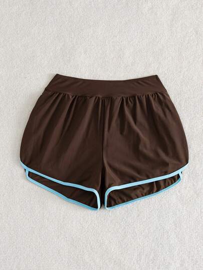 Swim Basics Shorts de plage décontractés et sportifs pour femmes Springbreak, noir et blanc avec bordure blocs de couleurs