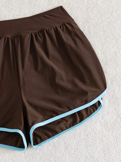 Swim Basics Shorts de plage décontractés et sportifs pour femmes Springbreak, noir et blanc avec bordure blocs de couleurs