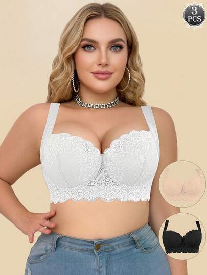 mimilemon 3 pièces Lingerie grande taille pour femmes, soutien-gorge push-up multifonctionnel, confortable et respirant, effet liftant sexy, cadeau de vacances