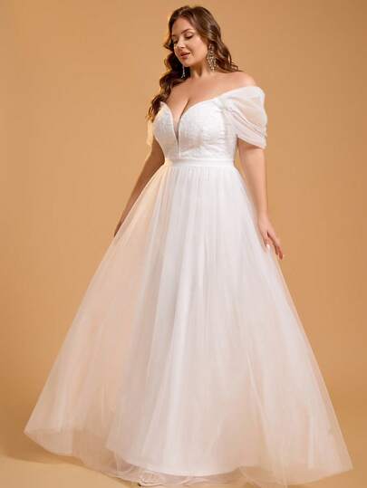 Robes de mariée élégantes en maille de couleur unie pour femmes grande taille, pour soirée, mariage, événement nuptial, enterrement de vie de jeune fille, douche nuptiale, brunch, fiançailles, lune de miel, printemps, été, automne