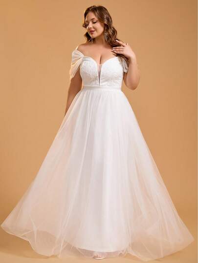 Robes de mariée élégantes en maille de couleur unie pour femmes grande taille, pour soirée, mariage, événement nuptial, enterrement de vie de jeune fille, douche nuptiale, brunch, fiançailles, lune de miel, printemps, été, automne