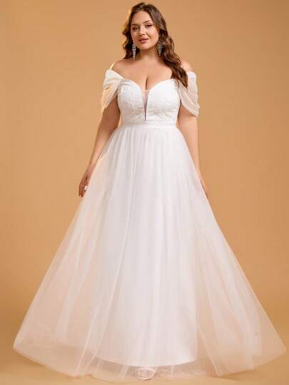 Robes de mariée élégantes en maille de couleur unie pour femmes grande taille, pour soirée, mariage, événement nuptial, enterrement de vie de jeune fille, douche nuptiale, brunch, fiançailles, lune de miel, printemps, été, automne