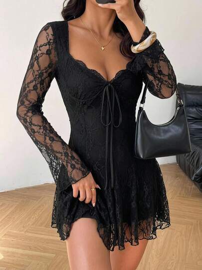 EZwear Robe mini en dentelle mode pour femmes