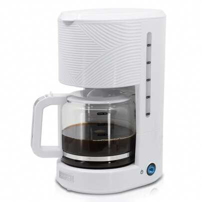 Elegance Cafetière Filtre 10 Tasses Machine à Café, Filtre Réutilisable 1,25L, CM1171WHT,Briebe,Blanc,1000W