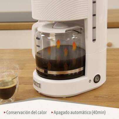 Elegance Cafetière Filtre 10 Tasses Machine à Café, Filtre Réutilisable 1,25L, CM1171WHT,Briebe,Blanc,1000W