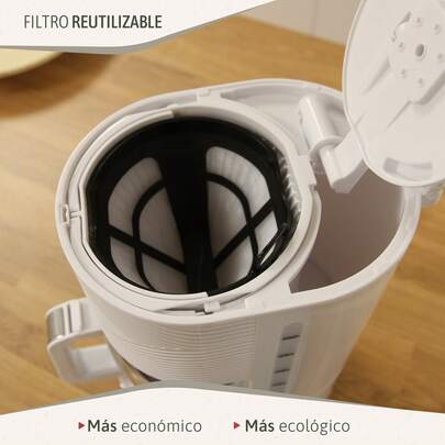 Elegance Cafetière Filtre 10 Tasses Machine à Café, Filtre Réutilisable 1,25L, CM1171WHT,Briebe,Blanc,1000W