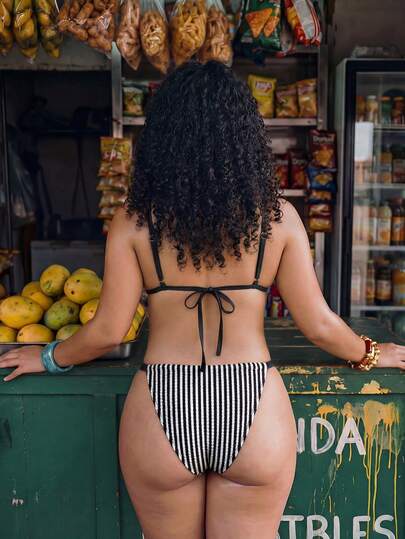 Swim Mod Ensemble de maillot de bain noir grande taille pour les vacances et la plage d'été
