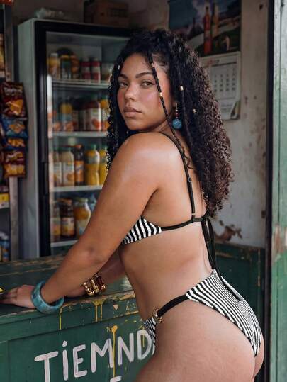 Swim Mod Ensemble de maillot de bain noir grande taille pour les vacances et la plage d'été