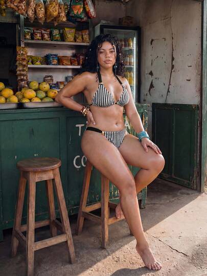 Swim Mod Ensemble de maillot de bain noir grande taille pour les vacances et la plage d'été