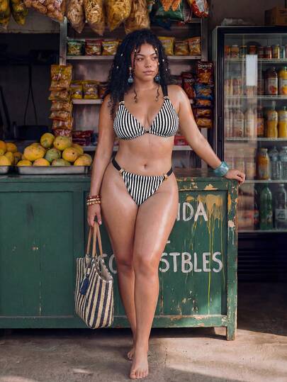 Swim Mod Ensemble de maillot de bain noir grande taille pour les vacances et la plage d'été