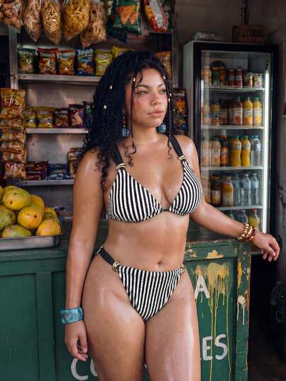 Swim Mod Ensemble de maillot de bain noir grande taille pour les vacances et la plage d'été
