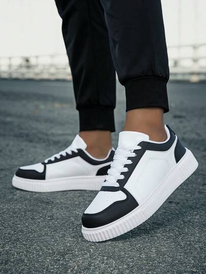 36-45 Baskets de sport décontractées unisexes à lacets, chaussures blanches très attrayantes, chaussures de skate polyvalentes à semelle souple pour étudiants, chaussures de couple