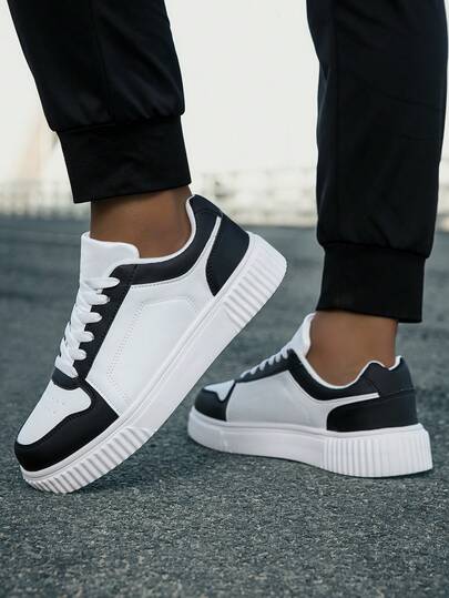 36-45 Baskets de sport décontractées unisexes à lacets, chaussures blanches très attrayantes, chaussures de skate polyvalentes à semelle souple pour étudiants, chaussures de couple