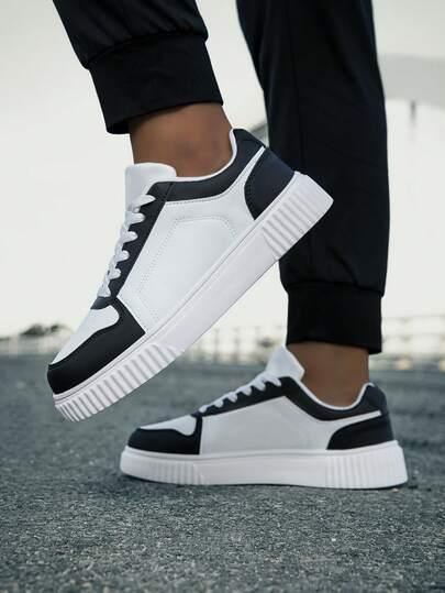36-45 Baskets de sport décontractées unisexes à lacets, chaussures blanches très attrayantes, chaussures de skate polyvalentes à semelle souple pour étudiants, chaussures de couple