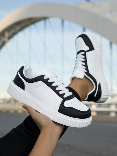 36-45 Baskets de sport décontractées unisexes à lacets, chaussures blanches très attrayantes, chaussures de skate polyvalentes à semelle souple pour étudiants, chaussures de couple