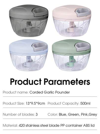 1 pièce Hachoir à légumes & fruits, broyeur d'ail multifonction à cordon de traction manuel, presse-ail, hachoir à légumes, broyeur de fruits créatif, broyeur d'ail manuel, gadget de cuisine, outil de cuisson pratique, hachoir de cuisine