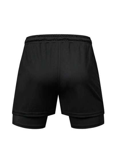 GymBeat Short de sport à double couche avec imprimé lettres pour hommes