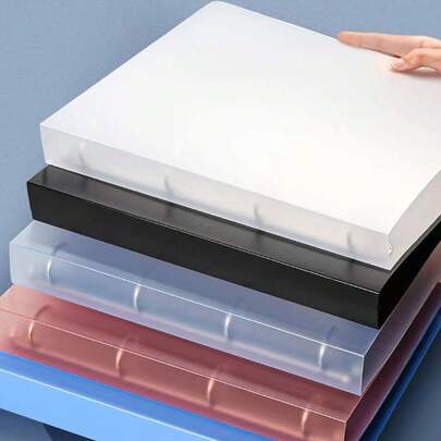 1 pièce Porte-documents A4 4-trous/2-trous, classeur à anneaux en D, peut contenir 200 feuilles, convient pour le papier, les rapports, les fournitures de bureau, les fournitures scolaires, l'essentiel de la rentrée scolaire, les projets personnels, scola