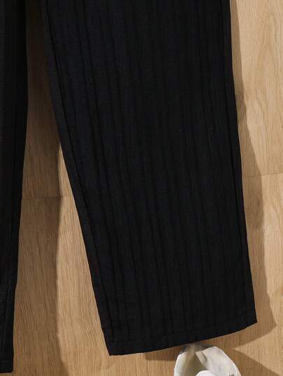 2 pièces Ensemble chemise et pantalon pour garçons/préadolescents, chemise décontractée confortable avec col montant, devant ouvert, manches longues et pantalon droit ample, ensemble en lin pour garçons, convient pour les fêtes d'anniversaire, les soirées