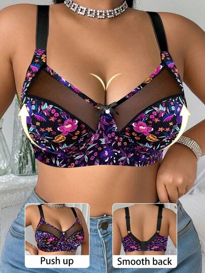 Bare Chapter Soutien-gorge sans fil imprimé léopard grande taille, 1 pièce