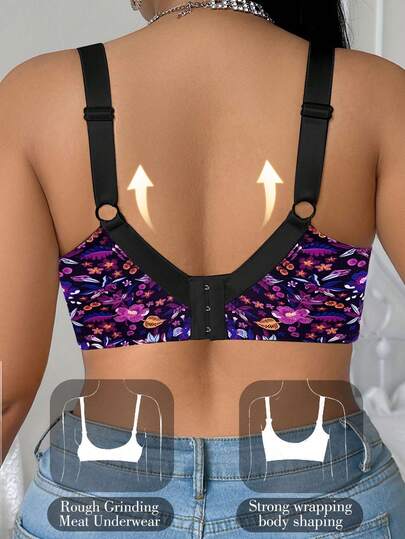 Bare Chapter Soutien-gorge sans fil imprimé léopard grande taille, 1 pièce
