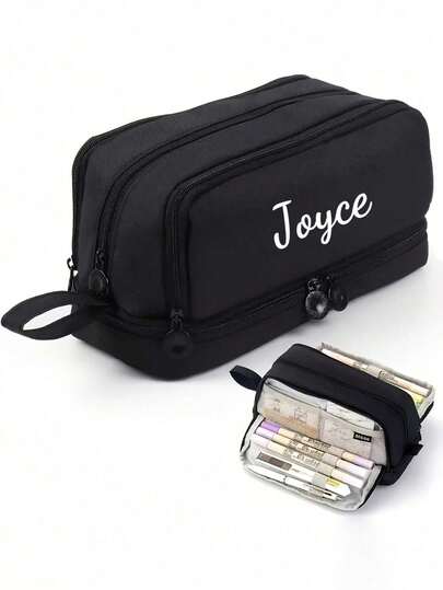 1 pièce Trousse à crayons de grande capacité personnalisée, sac à crayons avec nom personnalisable, sac de rangement personnalisé, convient pour les marqueurs et le rangement de papeterie portable, texte personnalisable, boîte de rangement cosmétique, par