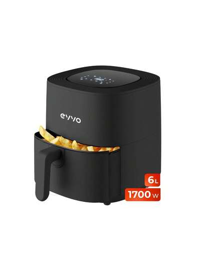 Cecotec EVVO Tasty Fryer 6L - Friteuse à Air Chaud 1700W, Technologie Dual Cyclone, Température Ajustable 200º, 8 Programmes, Acier Inoxydable, Automatique
