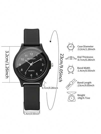 Montre-bracelet pour femme en silicone, style minimaliste, cadran numérique, classique et élégante, à quartz (1 pièce/set), boîte de montre non incluse