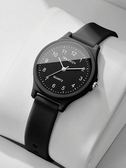 Montre-bracelet pour femme en silicone, style minimaliste, cadran numérique, classique et élégante, à quartz (1 pièce/set), boîte de montre non incluse