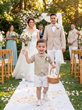 Ensemble de gentleman pour jeunes garçons 3 pièces, chemise blanche à manches courtes, t-shirt, gilet et short pantalon, confortable, pour anniversaire, fête et mariage