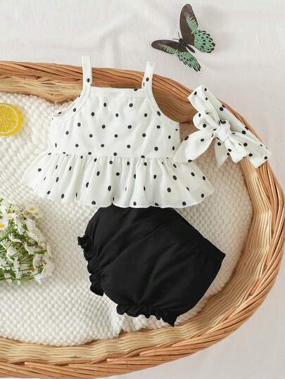 Ensemble bavoir triangle mignon avec motif imprimé et bandeau pour bébé fille nouveau-né, été