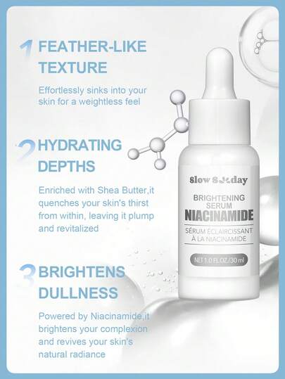 Sérum éclaircissant à la niacinamide SlowSunday, sérum resserre-pores, essence hydratante pour le visage, liquide purifiant les pores, soin de la peau, convient pour l'été & l'automne, Y2K, idéal pour les fêtes, Halloween