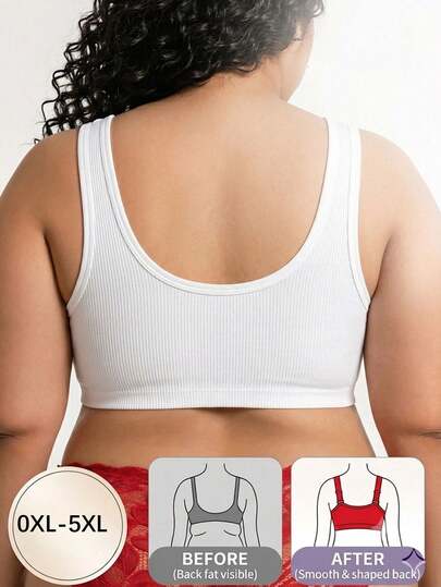 1 pièce Soutien-gorge grande taille à fermeture frontale en dentelle et patchwork, imprimé papillon, soutien-gorge sans couture et sans fil, convient pour un port quotidien